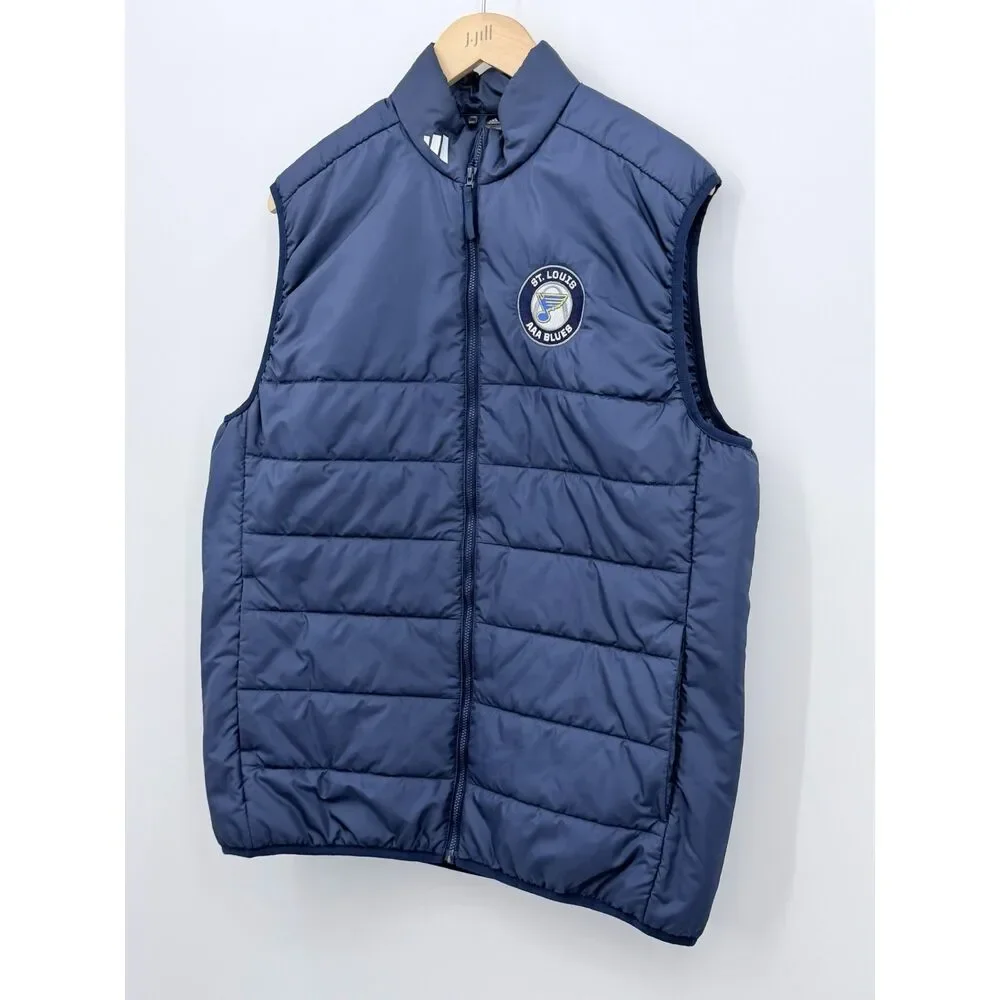 Adidas St Louis AAA Blues Puffer Vest Navy Hockey Layering Medium Men